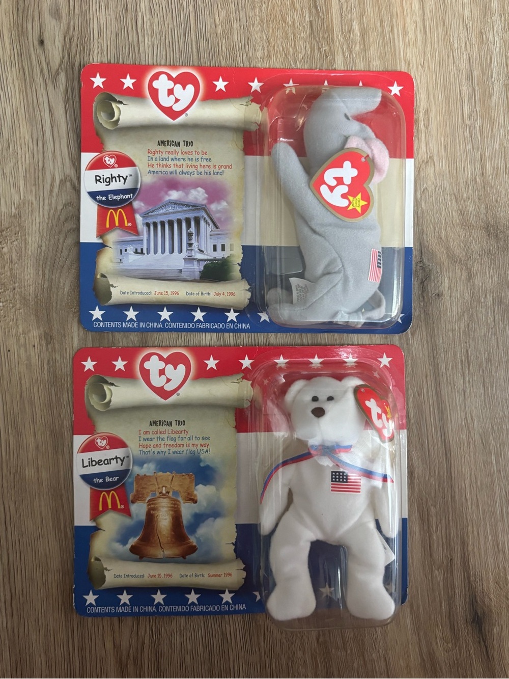 TY McDonald’s Righty & Libearty the Bear 2000 — Set of 2
